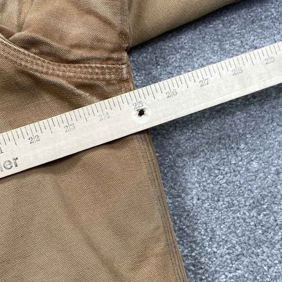 Carhartt Mens Tan Canvas Hooded Work Jacket Lined Full Zip Distressed Size M